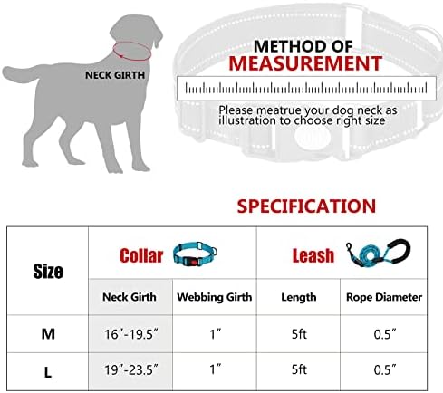 Guler de câine reflectorizant zbrivier și lesă, mâner confortabil cu mâner pentru animale de companie, gulere reglabile de
