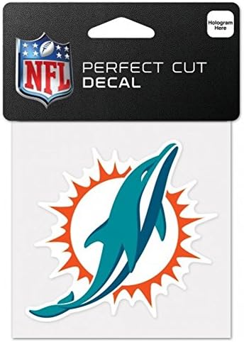 Miami Dolphins Oficial NFL 4 inch x 4 inch Die Died Decal de mașină de Wincraft 630537